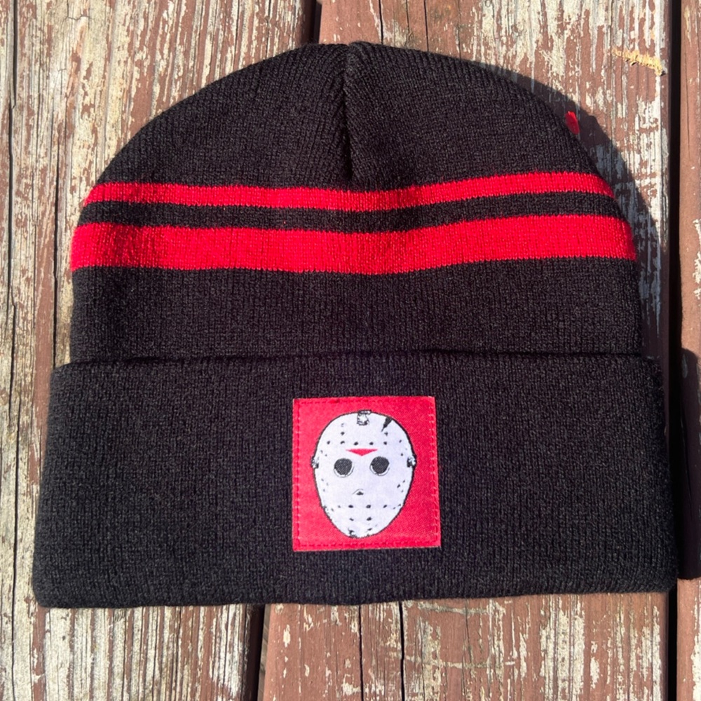 Friday the 13th Unisex Cuffed Knit Beanie Jason Voorhees Adult Beanie, Grunge